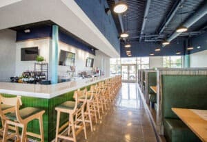 Bar seating with low back bar stools
